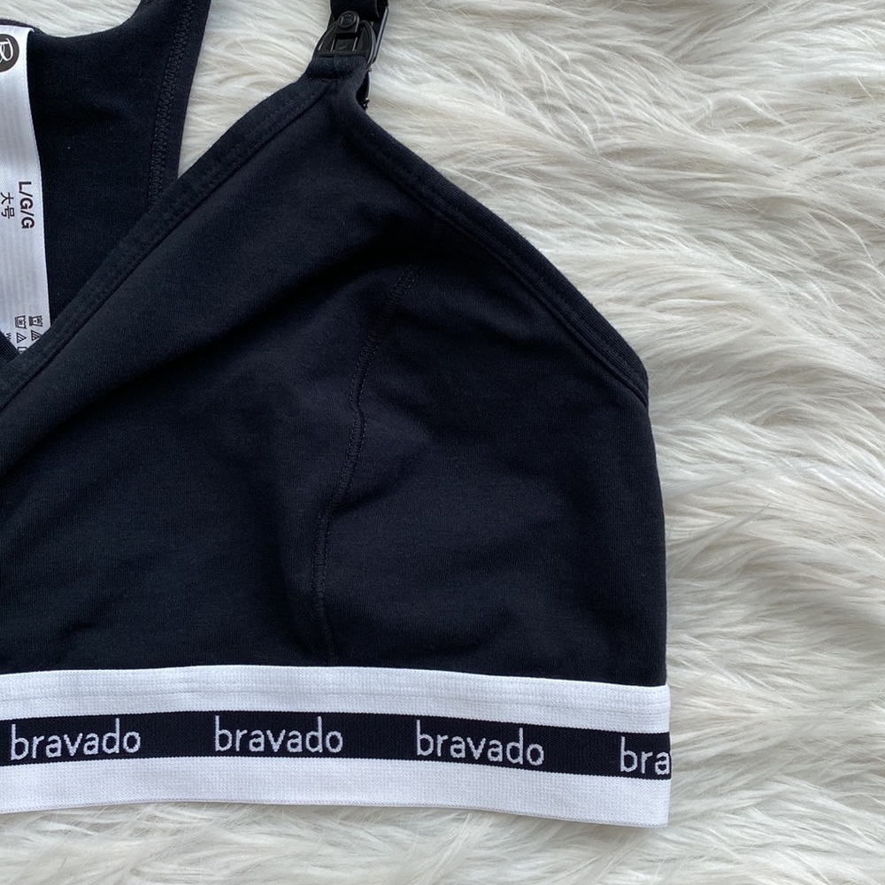 Bravado Black Nursing Bra with White Branded Band - Picture 5 of 12